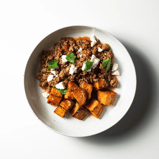 Harissa Beef with Sweet Potatoes - Wilding Foods